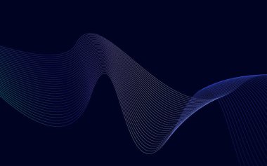 Çizgileri olan renkli parlak bir dalga. Dalgalı kıvrımlı çizgi. pürüzsüz şerit. Tasarım elemanı Vektör İllüstrasyonu