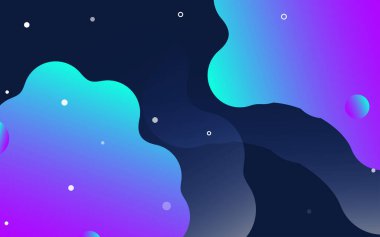 Yüzen sıvı damlaları. Akışkan şekilli soyut renkli pankart. Baloncuklu fütüristik kompozisyon. Reklam için 3 boyutlu vektör illüstrasyonu. pazarlama veya sunum Vektör İllüstrasyonu