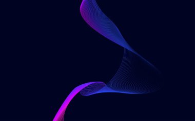 Çizgileri olan renkli parlak bir dalga. Dalgalı kıvrımlı çizgi. pürüzsüz şerit. Tasarım elemanı Vektör İllüstrasyonu