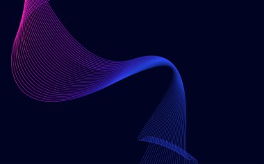 Soyut Mavi Renk teknolojisi dalga arkaplan vektörü illüstrasyonu