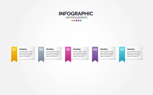 Negocio Horizontal Infografía Plantilla Círculo Colorido Con Paso Vector Ilustración — Vector de stock