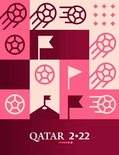 Geometrisk Affisch Fotboll Doha Qatar 2022 Kreativ Fotboll Web Flyer — Stock vektor