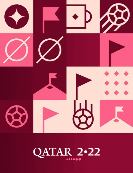 Cartel Geométrico Fútbol Doha Qatar 2022 Creativo Fútbol Web Flyer — Archivo Imágenes Vectoriales