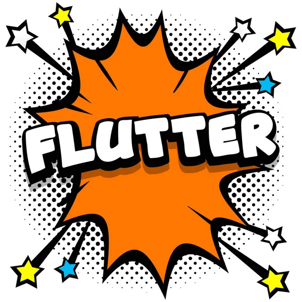 Flutter Pop Art Quadrinhos Discurso Bolhas Livro Efeitos Sonoros Vector — Vetor de Stock