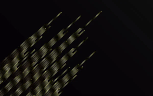Abstraktes Goldlicht Linien Pipe Speed Zoom Auf Schwarzem Hintergrund Technologie — Stockvektor