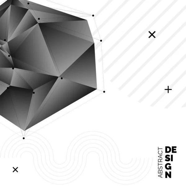 Carta Nera Origami Forma Poligonale Sfondo Vettore Illustrazione Geometrica Astratta — Vettoriale Stock