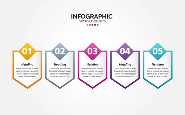 Infografika Pozioma Biznes Kolorowy Szablon Baner Design Opcji Tło Styl — Wektor stockowy