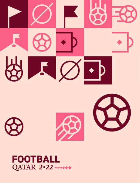 Cartel Geométrico Fútbol Doha Qatar 2022 Creativo Fútbol Web Flyer — Archivo Imágenes Vectoriales