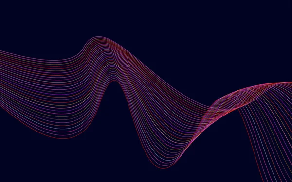 Bunt Glänzende Welle Mit Linien Geschwungene Wellenlinie Glatten Gestaltungselement Vektor — Stockvektor