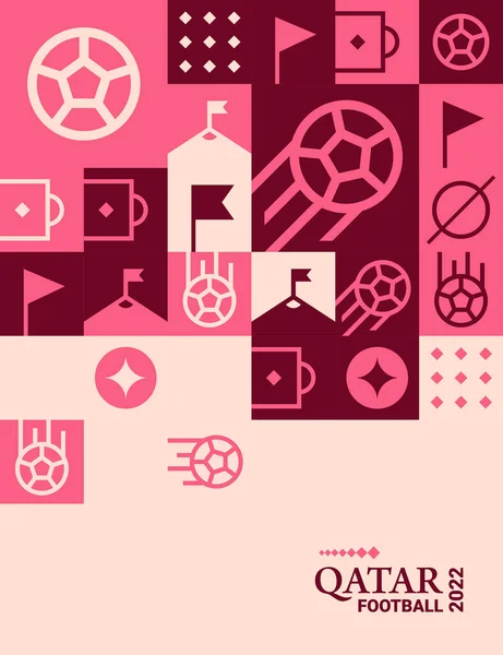 Poster Geometrico Calcio Doha Qatar 2022 Creativo Calcio Web Flyer — Vettoriale Stock