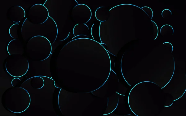 Абстрактне Блакитне Коло Чорному Тлі Технології Векторні Ілюстрації — стоковий вектор