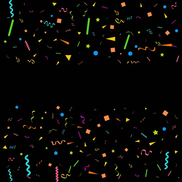 Vector Abstracte Zwarte Achtergrond Met Veel Vallende Kleine Kleurrijke Confetti — Stockvector