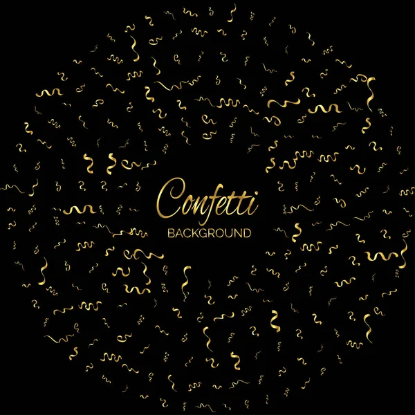 Gold Confetti Isolated Black Background Celebrate Vector Illustration Vector Illustration — Stock Vector