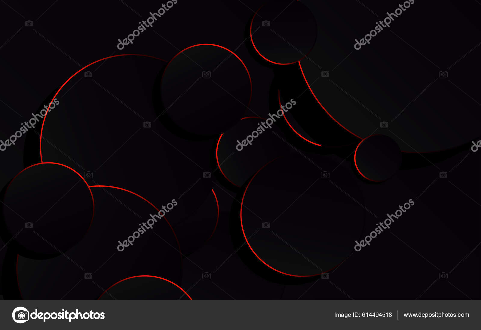 Abstract Red Circle Black Background Technology Vector Illustration