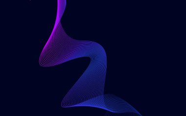 Çizgileri olan renkli parlak bir dalga. Dalgalı kıvrımlı çizgi. pürüzsüz şerit. Tasarım elemanı Vektör İllüstrasyonu