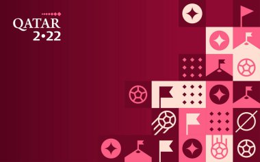 Futbol Doha Katar 2022 Yaratıcı Geometrik Arkaplan Şablonu. Futbol Web Sancağı Arkaplan Vektör İllüstrasyonu