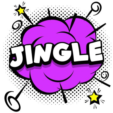 Renkli çerçeveler üzerinde konuşma baloncuklarıyla jingle Comic parlak şablonu Vektör İllüstrasyonu