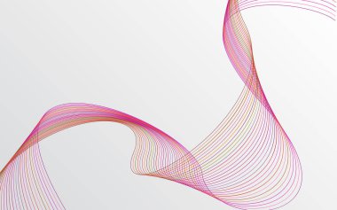 Çizgileri olan renkli parlak bir dalga. Dalgalı kıvrımlı çizgi. pürüzsüz şerit. Tasarım elemanı Vektör İllüstrasyonu