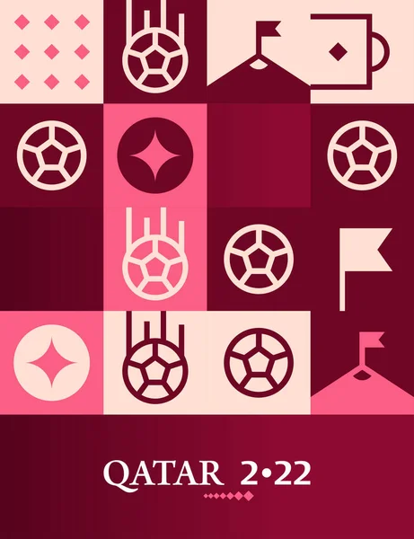 Cartel Geométrico Fútbol Doha Qatar 2022 Creativo Fútbol Web Flyer — Archivo Imágenes Vectoriales