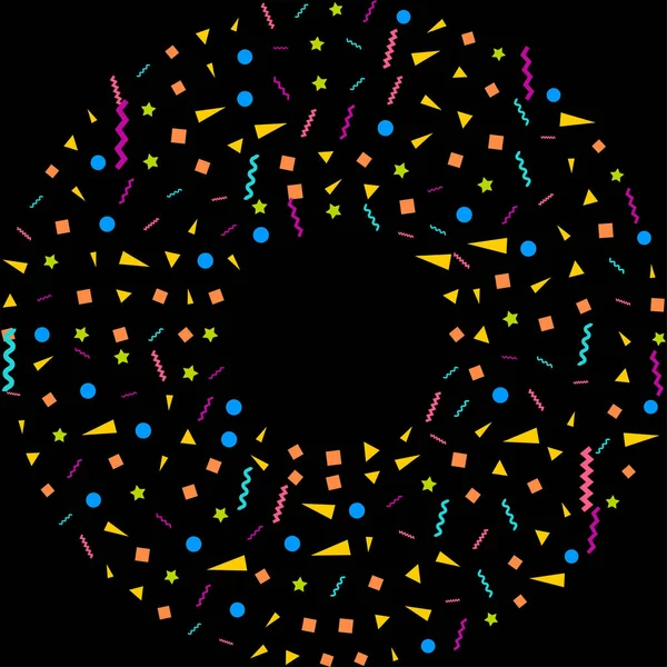 Colorful Confetti Vector Festive Illustration Falling Shiny Confetti Isolated Black — Stock Vector