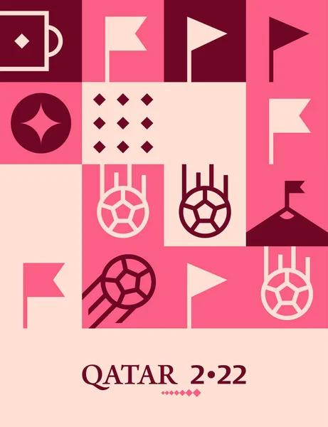 Cartel Geométrico Fútbol Doha Qatar 2022 Creativo Fútbol Web Flyer — Archivo Imágenes Vectoriales