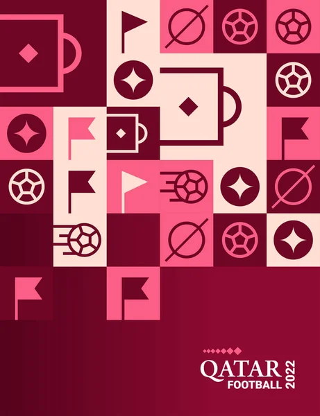 Poster Geometrico Calcio Doha Qatar 2022 Creativo Calcio Web Flyer — Vettoriale Stock