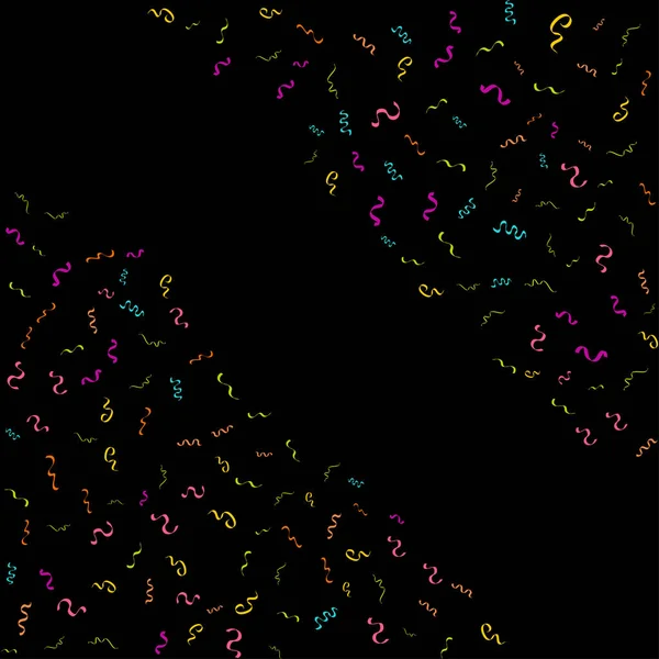 カラフルなコンフェッティ 黒の背景に隔離されたシャイニー コンフェッティの落下のベクトル フェスティバル イラスト デザインベクトルイラストのための休日装飾タンセル要素 — ストックベクタ