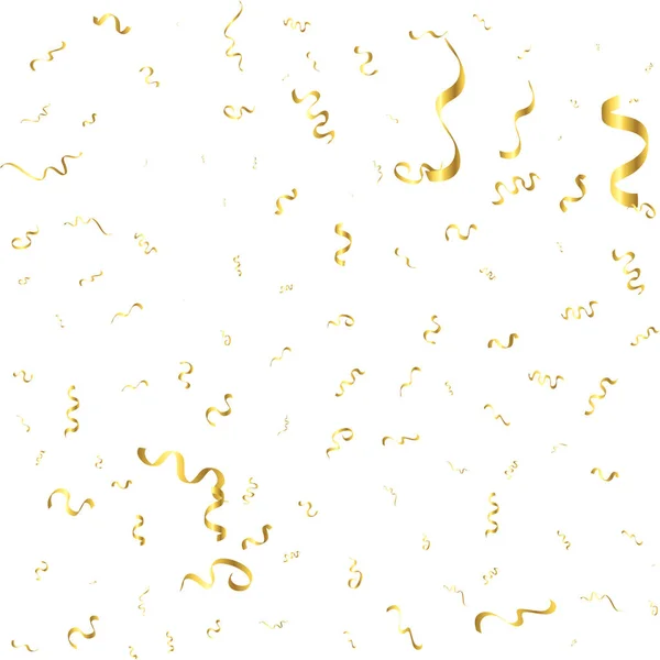 Golden Confetti Streamer Ribbon Falling Transparent Background Vector Vector Illustration — Stock Vector