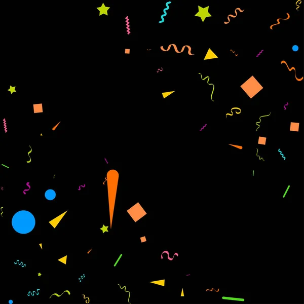 Colorful Confetti Vector Festive Illustration Falling Shiny Confetti Isolated Black — Stock Vector