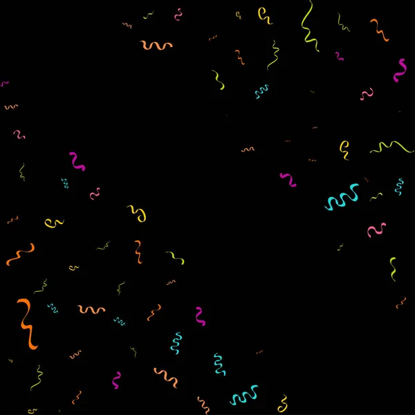 Vector Abstract Black Background Many Falling Tiny Colorful Confetti Pieces — Stock Vector