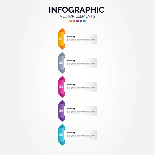 Modèle Infographie Verticale Entreprise Numéros Options Étapes Illustration Vectorielle — Image vectorielle