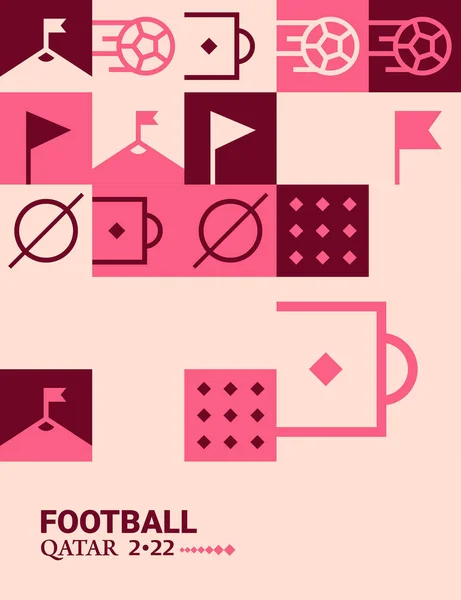 Poster Geometrico Calcio Doha Qatar 2022 Creativo Calcio Web Flyer — Vettoriale Stock