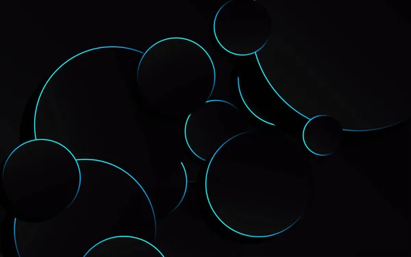 Abstrakter Blauer Kreis Auf Schwarzem Hintergrund Technologie Vektor Illustration — Stockvektor