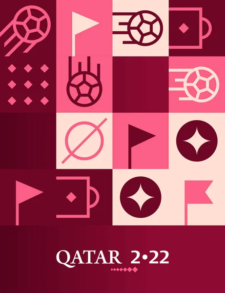 Cartel Geométrico Fútbol Doha Qatar 2022 Creativo Fútbol Web Flyer — Archivo Imágenes Vectoriales