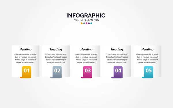 Poziomy Infografika Biznes Marketing Wektor Projekt Kolorowy Folder Szablon Opcje — Wektor stockowy