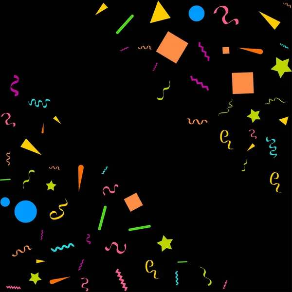 色彩艳丽的Confetti 在黑色背景下分离的下降的Shiny Confetti的矢量节庆图解 设计矢量图解的假日装饰水晶元素 — 图库矢量图片