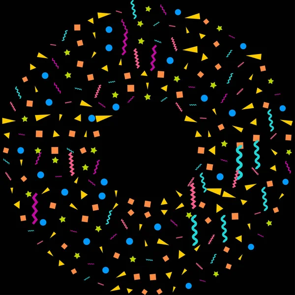 Векторний Абстрактний Чорний Фон Багатьма Падаючими Крихітними Шматочками Конфетті Стрічкою — стоковий вектор