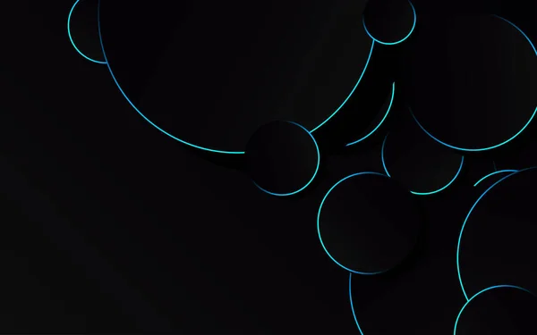 Abstraktní Modrý Kruh Černém Pozadí Technologie Vektorové Ilustrace — Stockový vektor