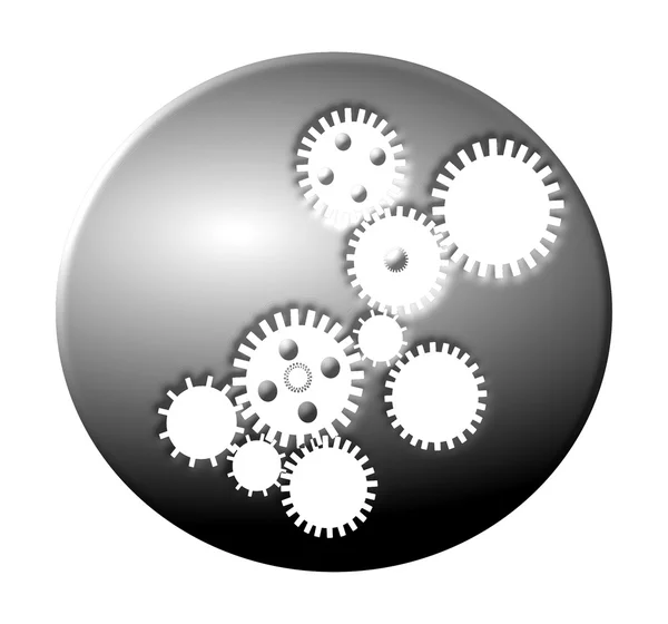 Silver disc with gear cutouts — Stock Photo, Image