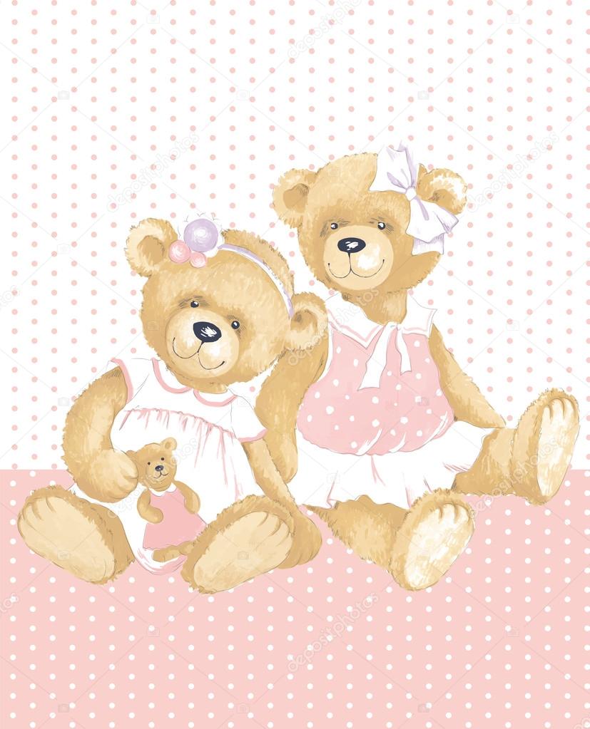 Girls Teddy Bears Stock Vector by ©irsen.kh 28338765