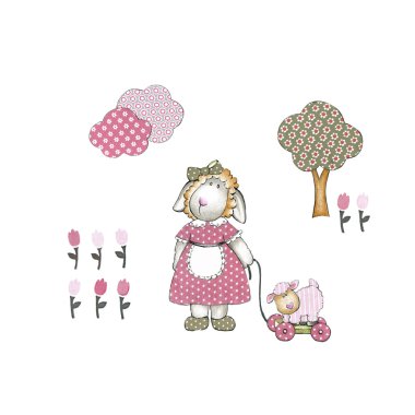 sevimli koyun patchwork seti