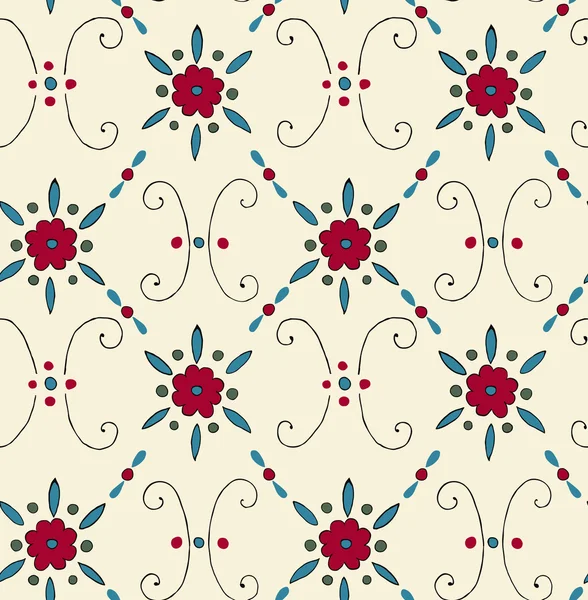 Schéma floral à carreaux — Image vectorielle