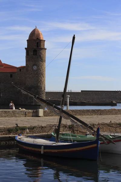 Catalane w łodzi rybackich w portu Collioure - Francja — Zdjęcie stockowe