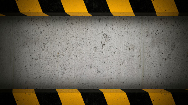 Écran béton avec cadre à rayures de prudence — Photo
