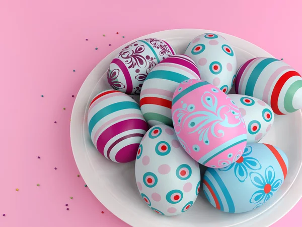 Pembe üzerinde Paskalya yumurtaları