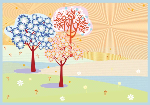 Spring trees background — Stock Vector