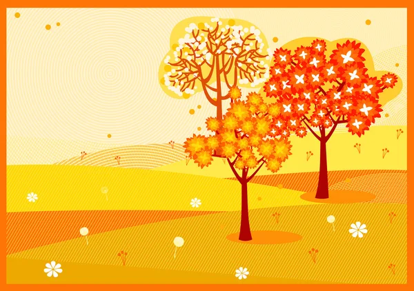 Autumn trees background — Stock Vector