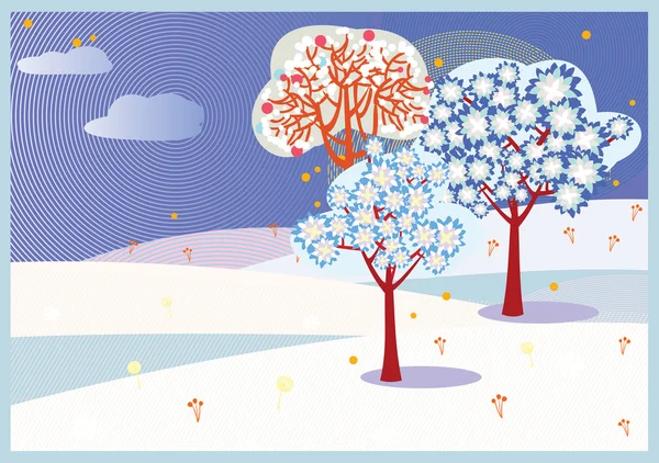 Winter trees background — Stock Vector