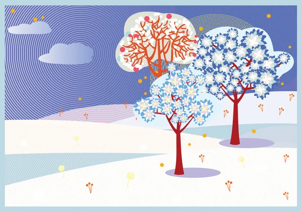 Árboles de invierno fondo — Vector de stock