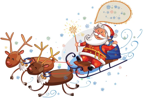 Santa Claus reindeer sleigh — Stock Vector